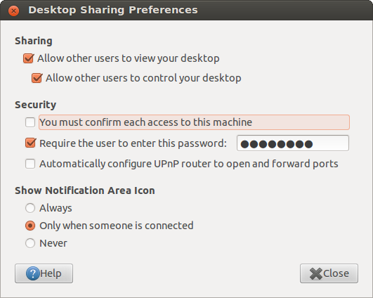 Desktop Sharing Preferences - UNCHECK "You must confirm each access to this machine"