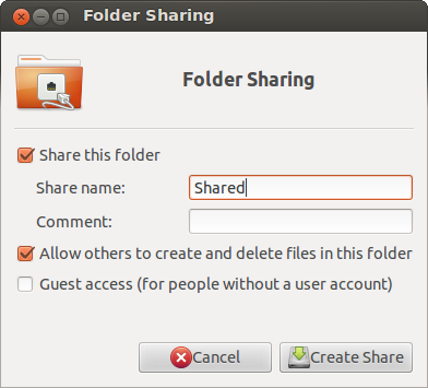 Folder Sharing options