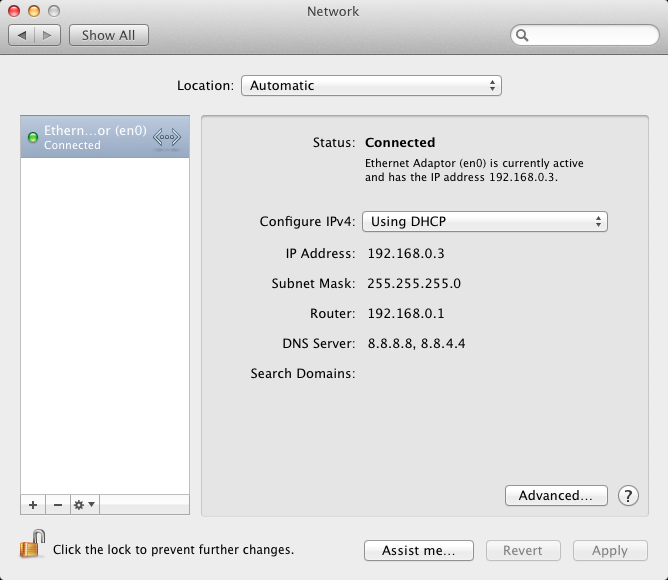 System Preferences | Network settings